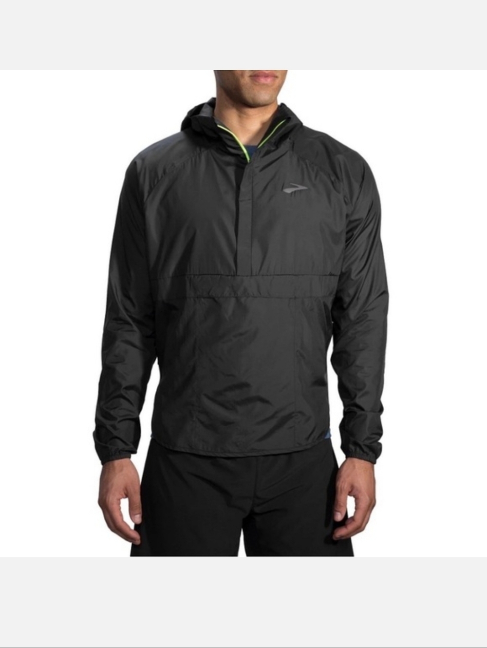 Brooks Men's Lightweight Black Hooded Windbreaker Jacket